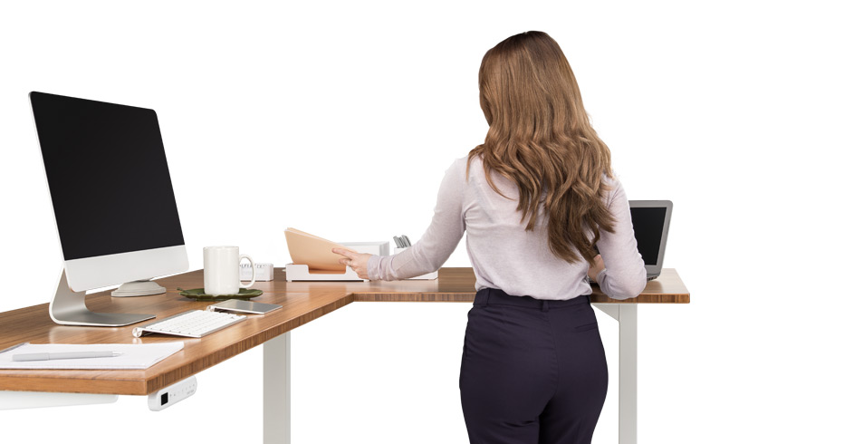 Height Adjustable Standing Desk with L-Shaped Top